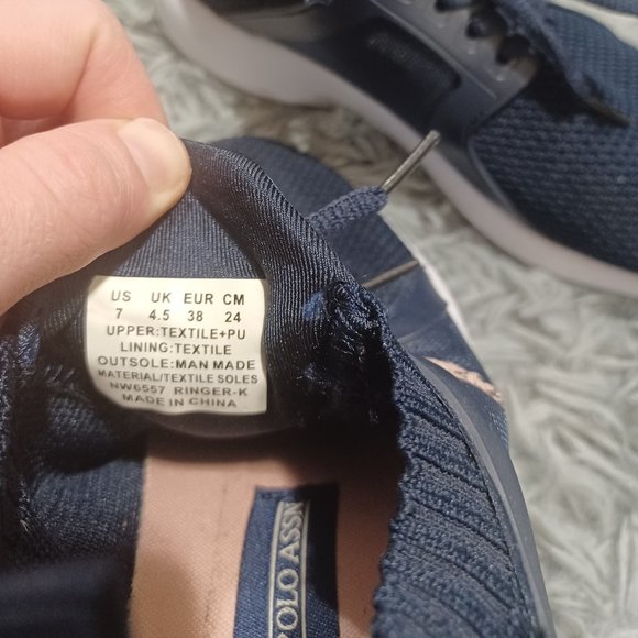 EUC US Polo Assn Navy Blue and White Active Athletic Sneakers Size 7 - Picture 12 of 15